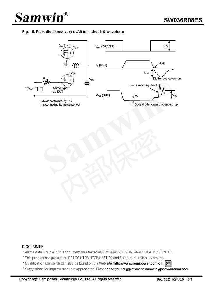 Samwin SW036R08ES N-channel Enhanced mode TO-220FB MOSFET