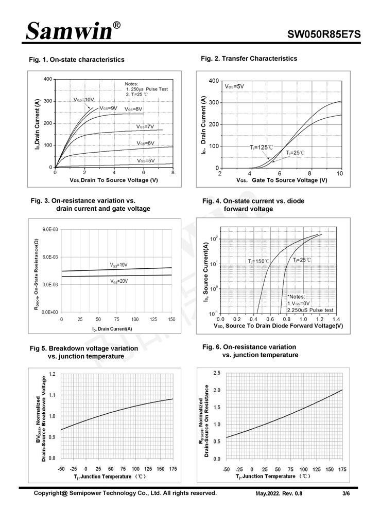 Samwin SW050R85E7S N-channel Enhanced mode TO-263 MOSFET