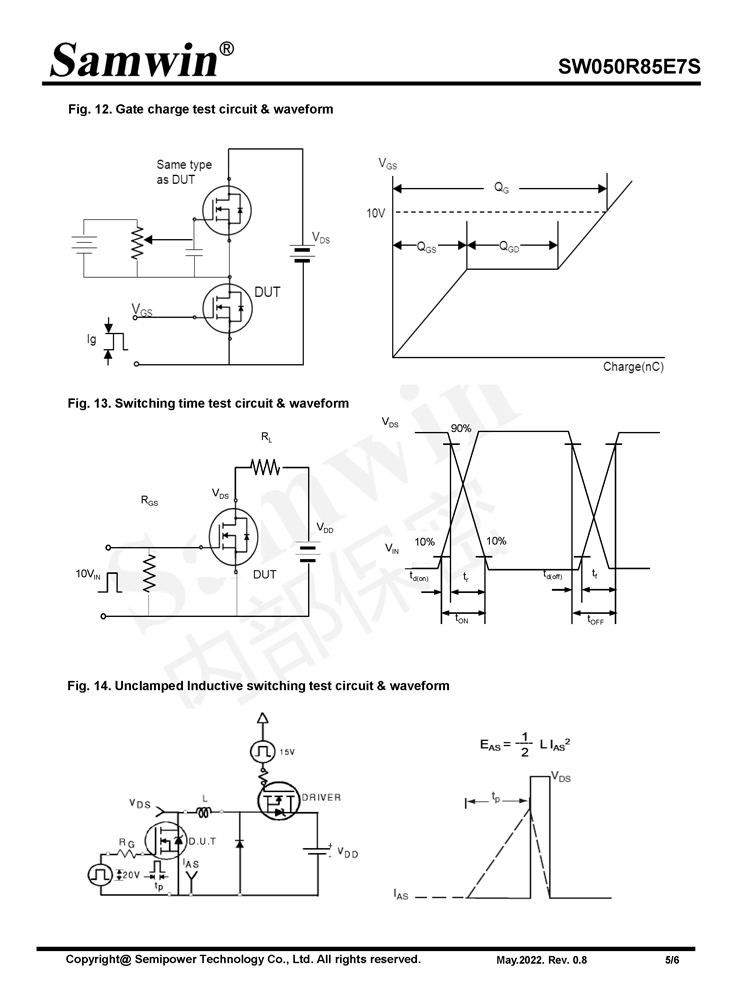 Samwin SW050R85E7S N-channel Enhanced mode TO-263 MOSFET