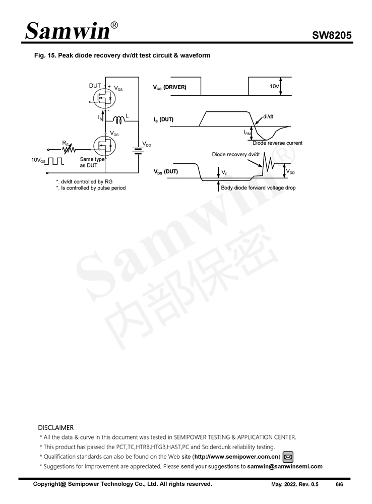 Samwin SW8205 N-channel Enhanced mode SOT23-6 MOSFET