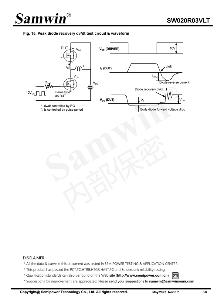 Samwin SW020R03VLT N-channel Enhanced mode TO-220/TO-263 MOSFET