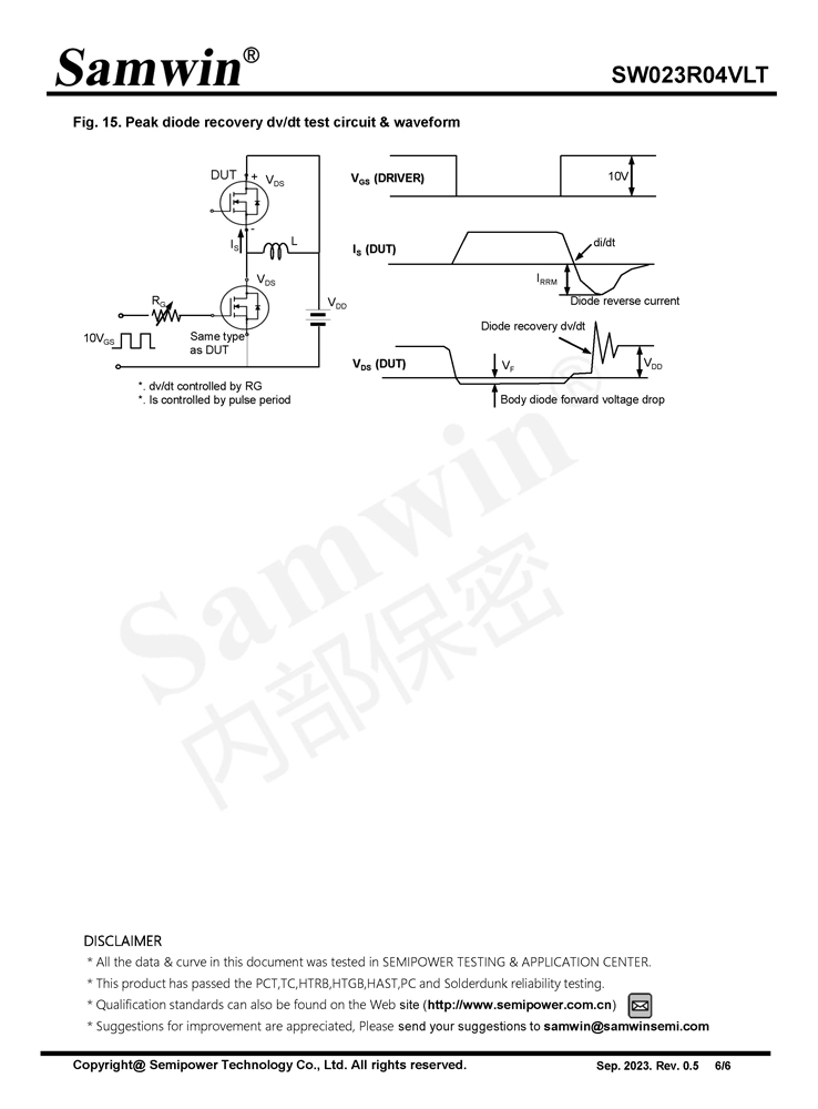 Samwin SW023R04VLT N-channel Enhanced mode TO-220FB/TO-263 MOSFET