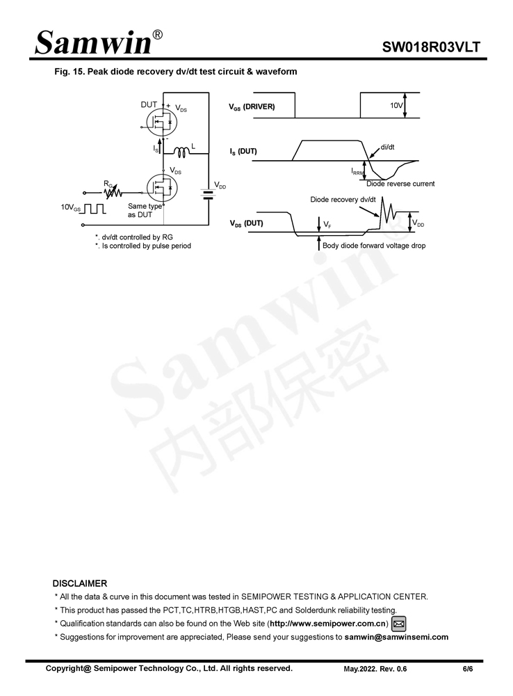 Samwin SW018R03VLT N-channel Enhanced mode DFN5*6 MOSFET