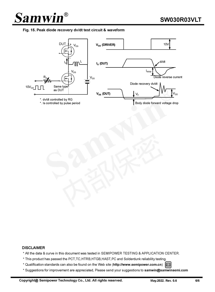 Samwin SW030R03VLT N-channel Enhanced mode DFN5*6 MOSFET