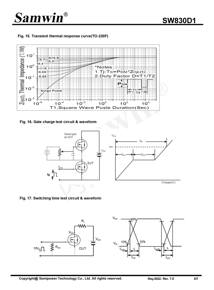 Samwin SW830D1 N-channel Enhanced mode TO-220/TO-251/TO-252/TO-220F MOSFET