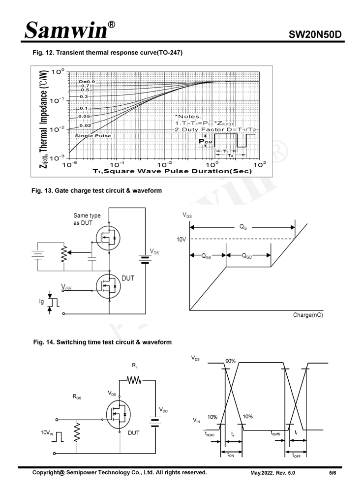 Samwin SW20N50D N-channel Enhanced mode TO-220F/TO-247 MOSFET