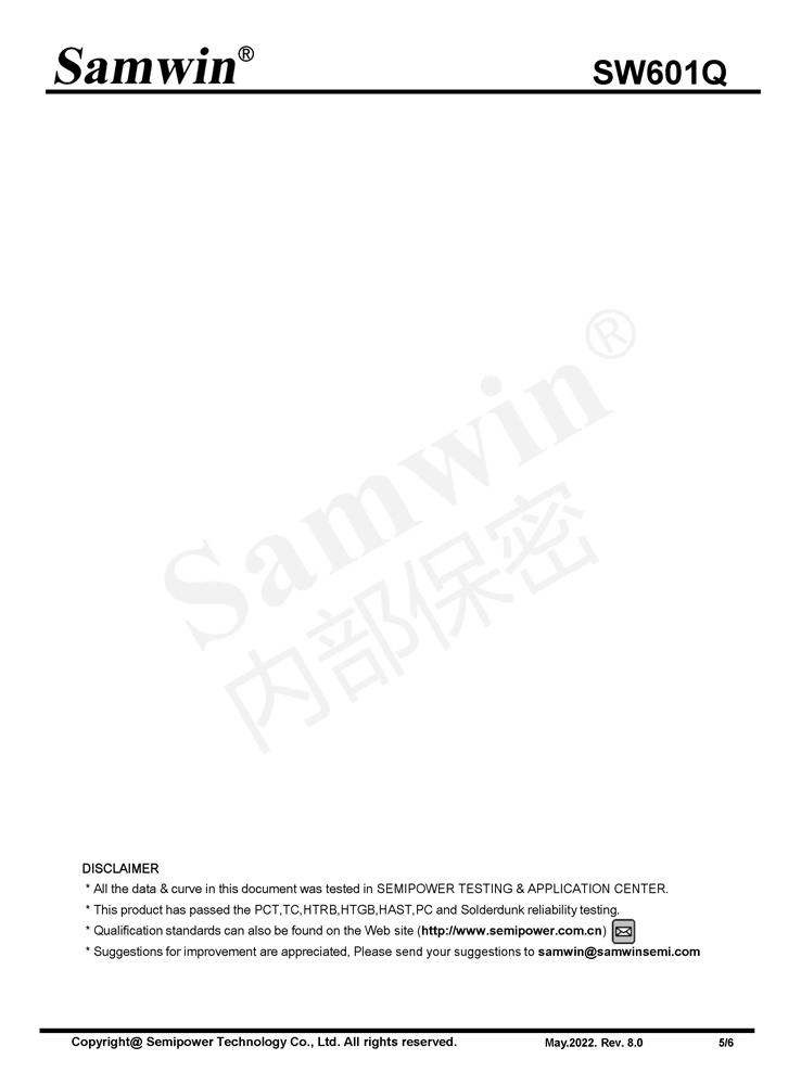 Samwin SW601Q N-channel Depletion mode SOT23 MOSFET