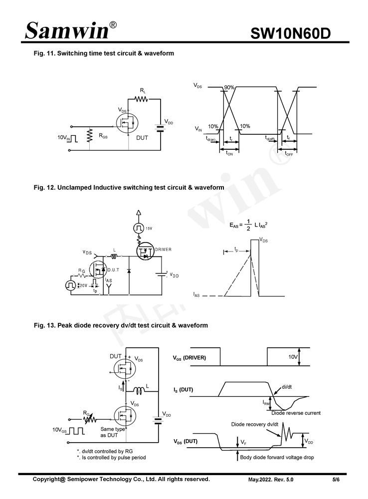 Samwin SW10N60D N-channel Enhanced mode TO-220F MOSFET