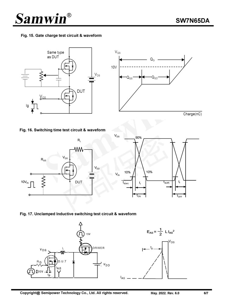 Samwin SW7N65DA N-channel Enhanced mode TO-251N/TO-262N/TO-252 MOSFET