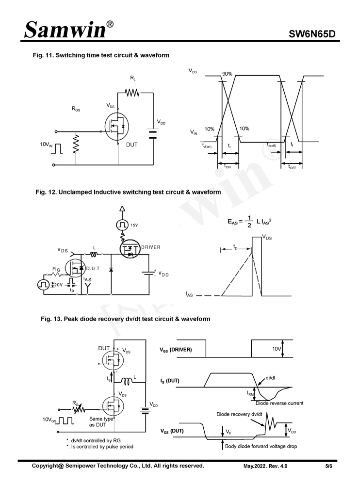 Samwin SW6N65D N-channel Enhanced mode TO-252 MOSFET