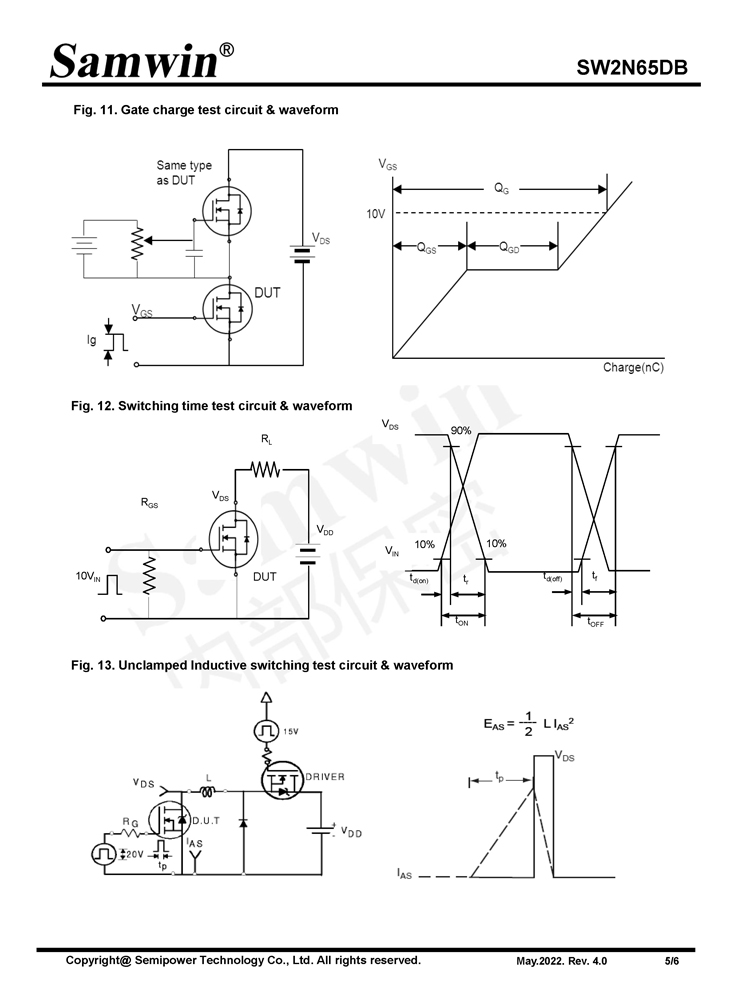 Samwin SW2N65DB N-channel Enhanced mode TO-220F MOSFET