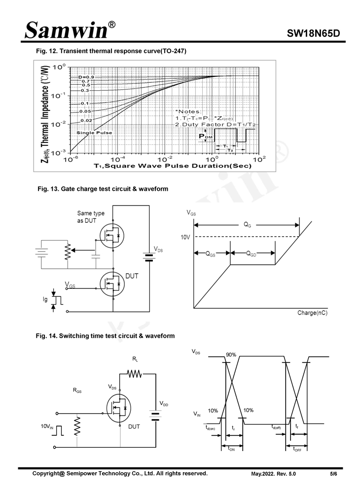 Samwin SW18N65D N-channel Enhanced mode TO-220F/TO-247 MOSFET