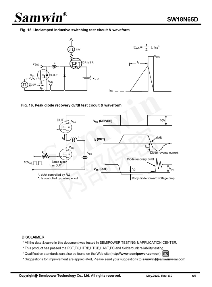 Samwin SW18N65D N-channel Enhanced mode TO-220F/TO-247 MOSFET