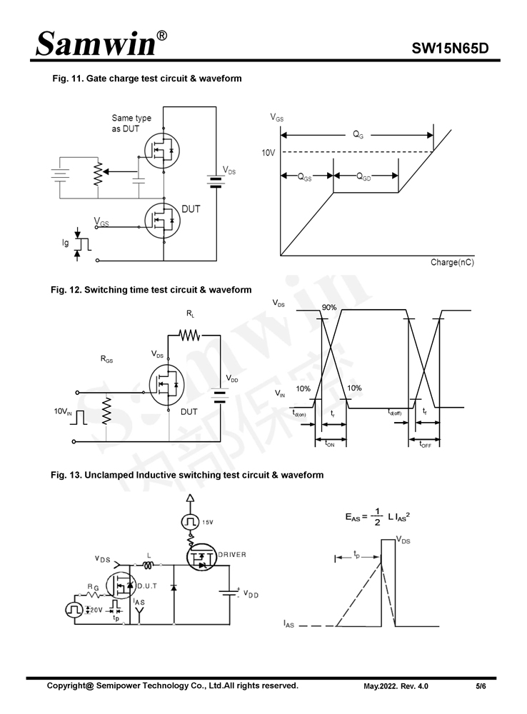 Samwin SW15N65D N-channel Enhanced mode TO-220F MOSFET