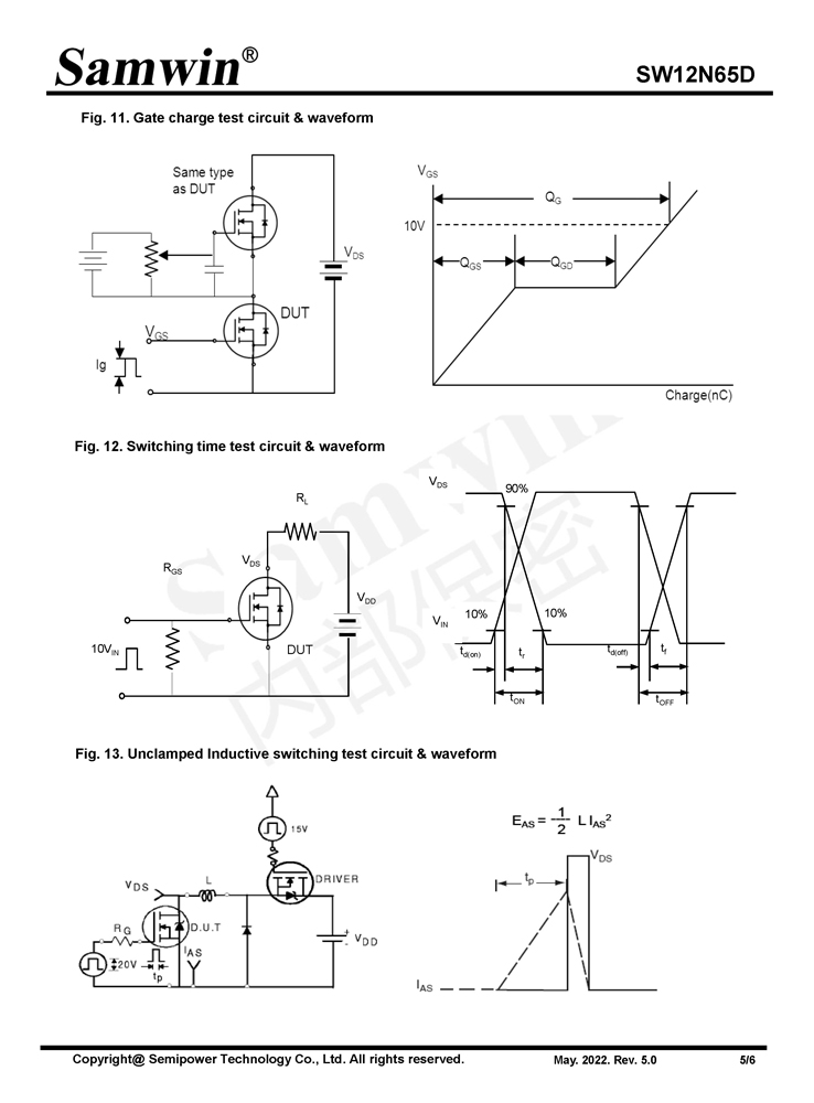 Samwin SW12N65D N-channel Enhanced mode TO-220SF/TO-220FT MOSFET