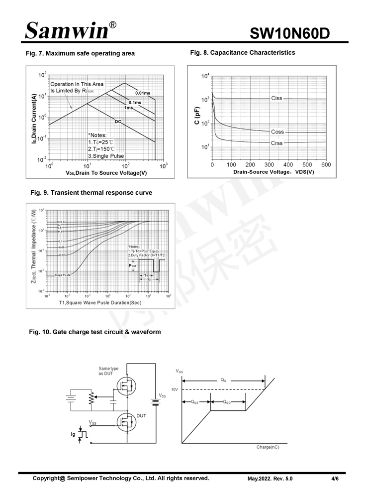 Samwin SW10N60D N-channel Enhanced mode TO-220F MOSFET