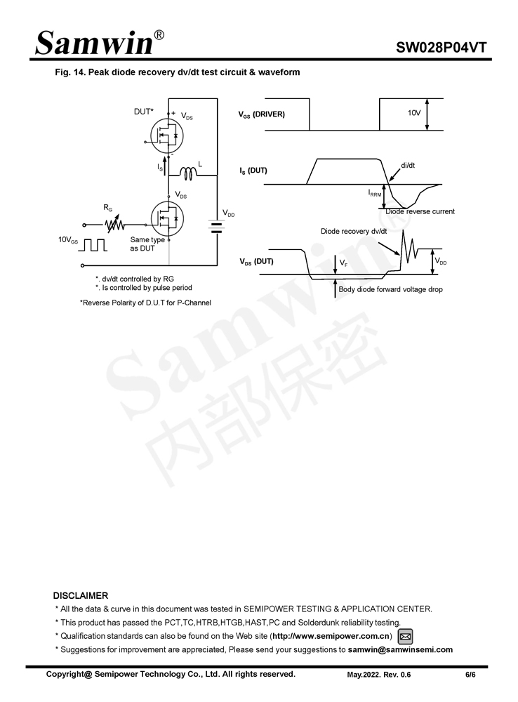 Samwin SW028P04VT P-channel Enhanced mode SOP-8 MOSFET