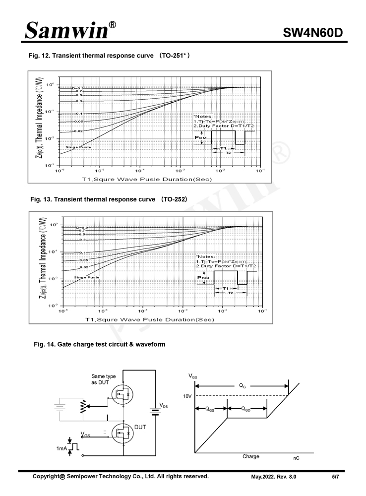 Samwin SW4N60D N-channel Enhancement mode TO-220F/TO-220FT/TO-251/S/M/TO-252 MOSFET