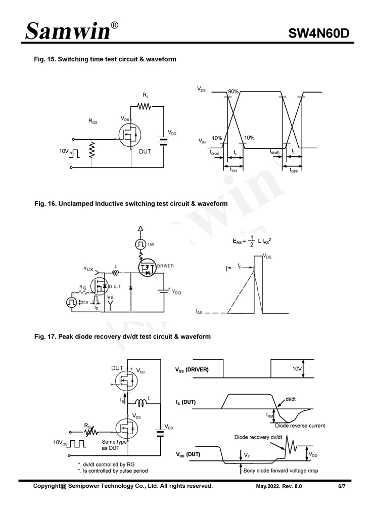 Samwin SW4N60D N-channel Enhancement mode TO-220F/TO-220FT/TO-251/S/M/TO-252 MOSFET