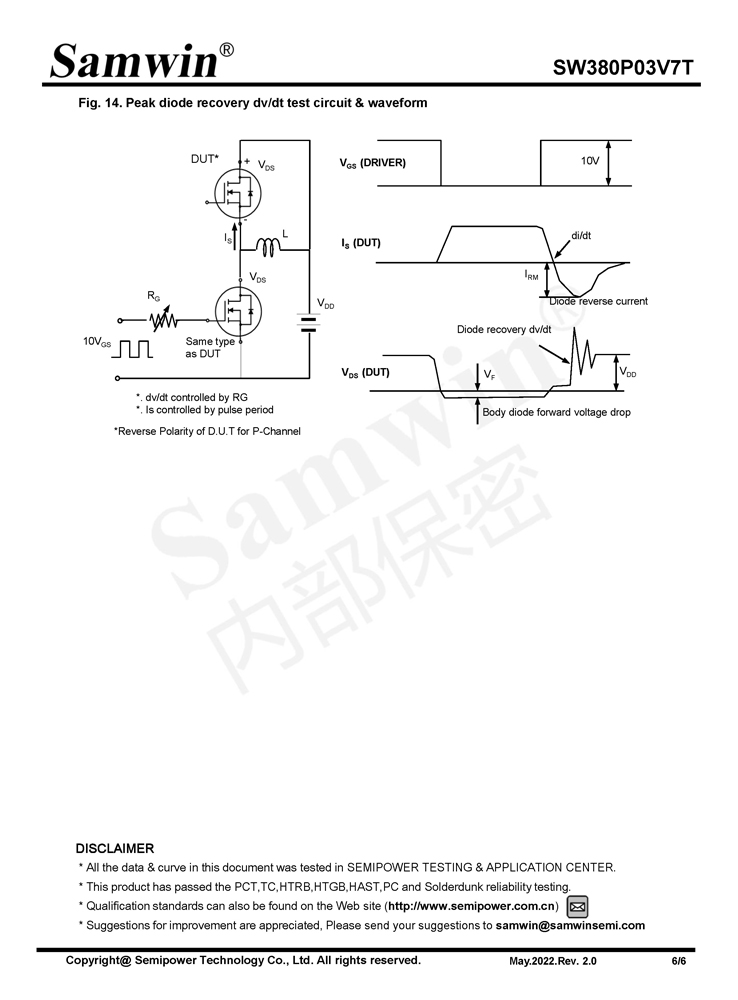 Samwin SW380P03V7T P-channel Enhanced mode SOT-23 MOSFET