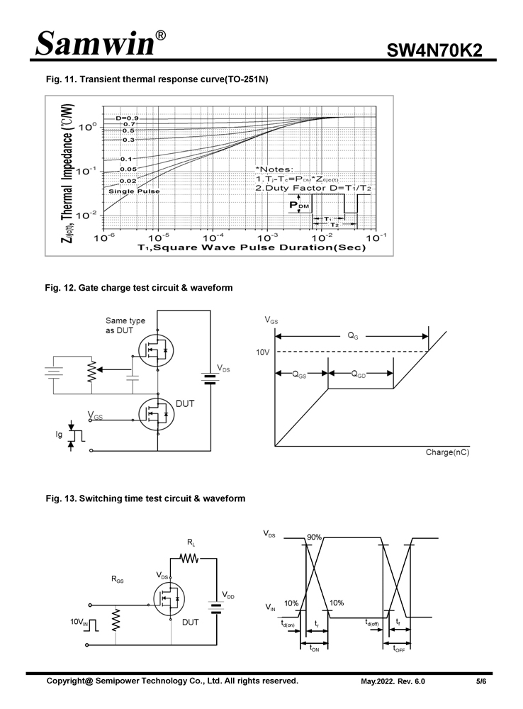 Samwin SW4N70K2 N-channel Enhanced mode TO-220F/TO-251N/TO-252 MOSFET