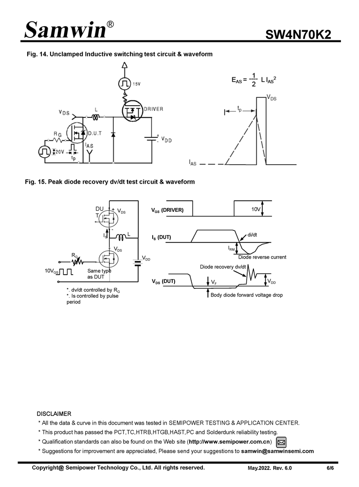 Samwin SW4N70K2 N-channel Enhanced mode TO-220F/TO-251N/TO-252 MOSFET