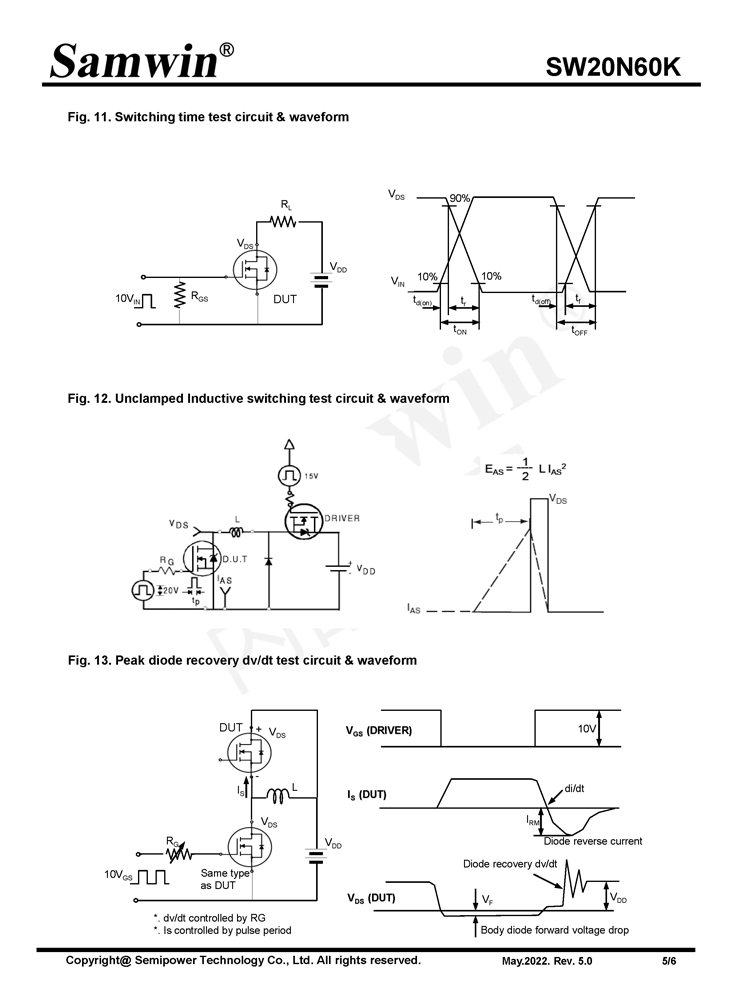 Samwin SW20N60K N-channel Enhanced mode TO-220F MOSFET