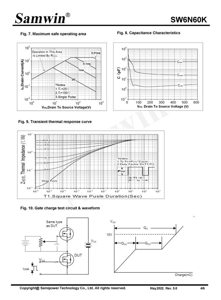 Samwin SW6N60K N-channel Enhanced mode TO-220F MOSFET