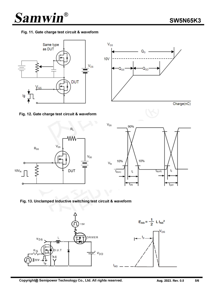 Samwin SW5N65K3 N-channel Enhanced mode TO-252 MOSFET