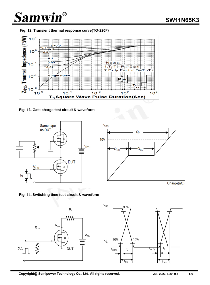 Samwin SW11N65K3 N-channel Enhanced mode TO-252/TO-220F MOSFET