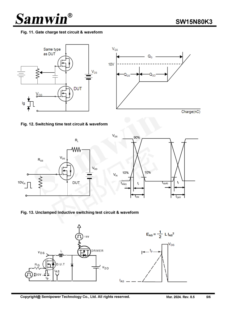 Samwin SW15N80K3 N-channel Enhanced mode TO-220F MOSFET