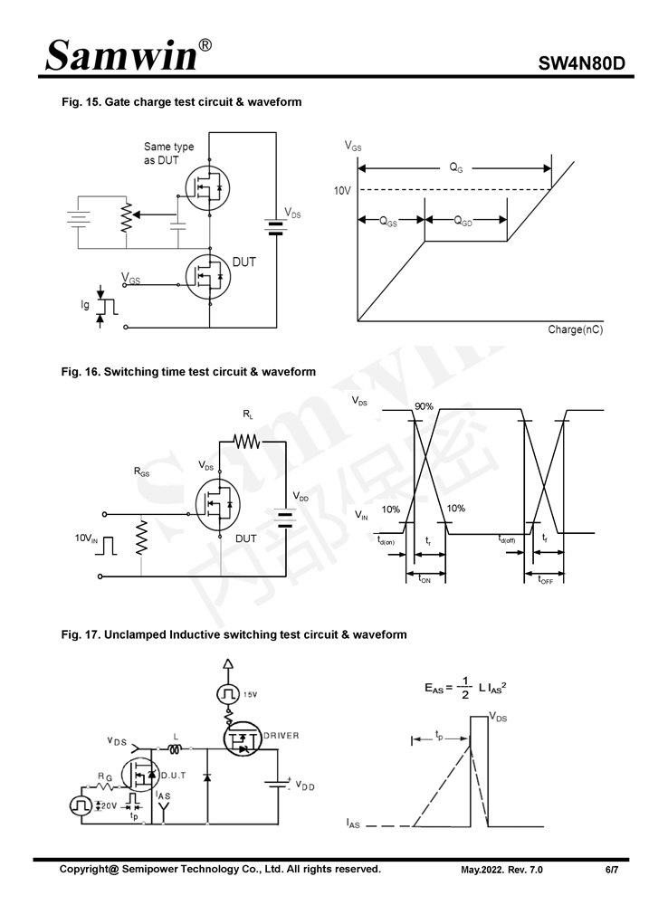 Samwin SW4N80D N-channel Enhanced mode TO-220F/TO-251N/TO-252/TO-262N MOSFET