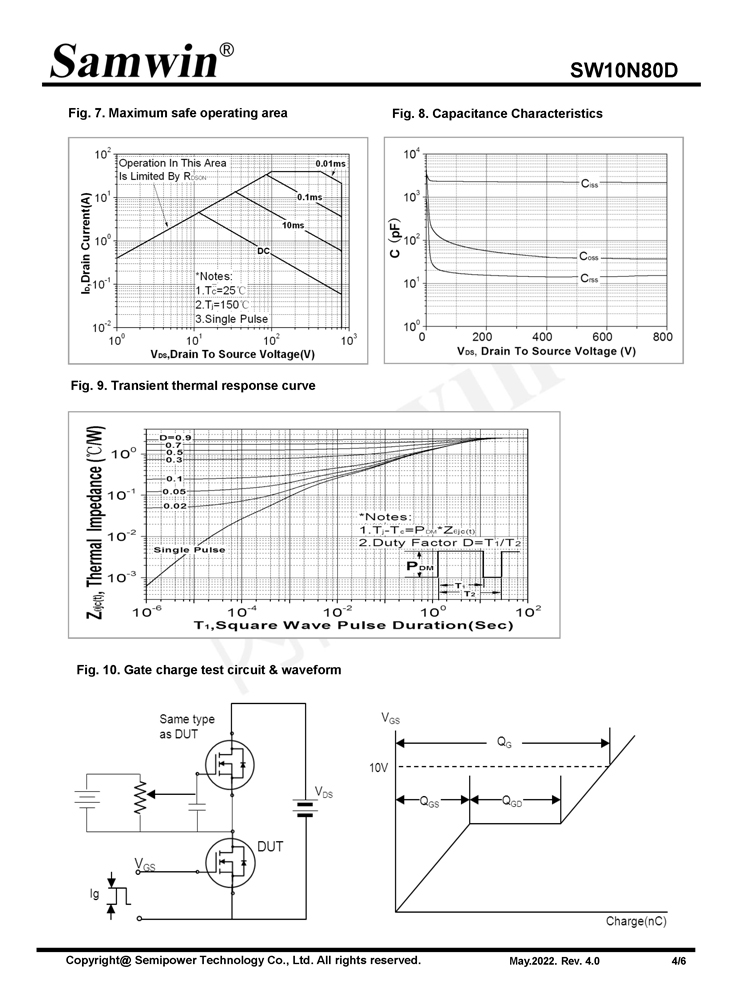 Samwin SW10N80D N-channel Enhanced mode TO-220F MOSFET