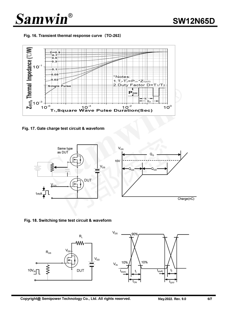 Samwin SW12N65D N-channel Enhanced mode TO-220F/TO-262/TO-220/TO-263 MOSFET