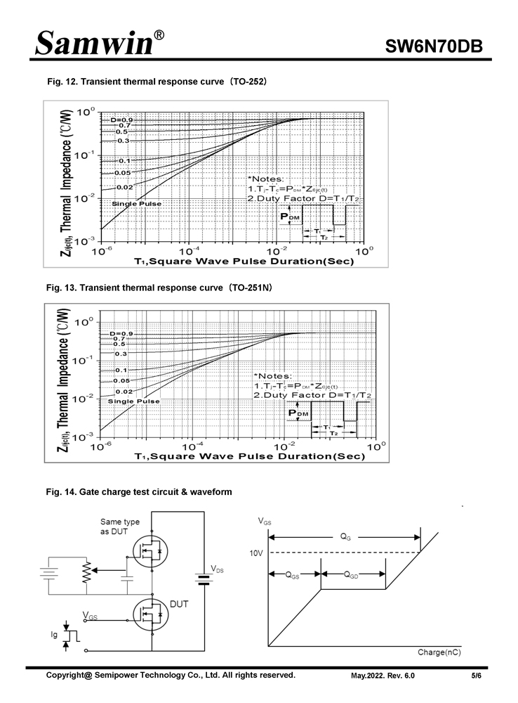 Samwin SW6N70DB N-channel Enhanced mode TO-220F/TO-252/TO-251N MOSFET