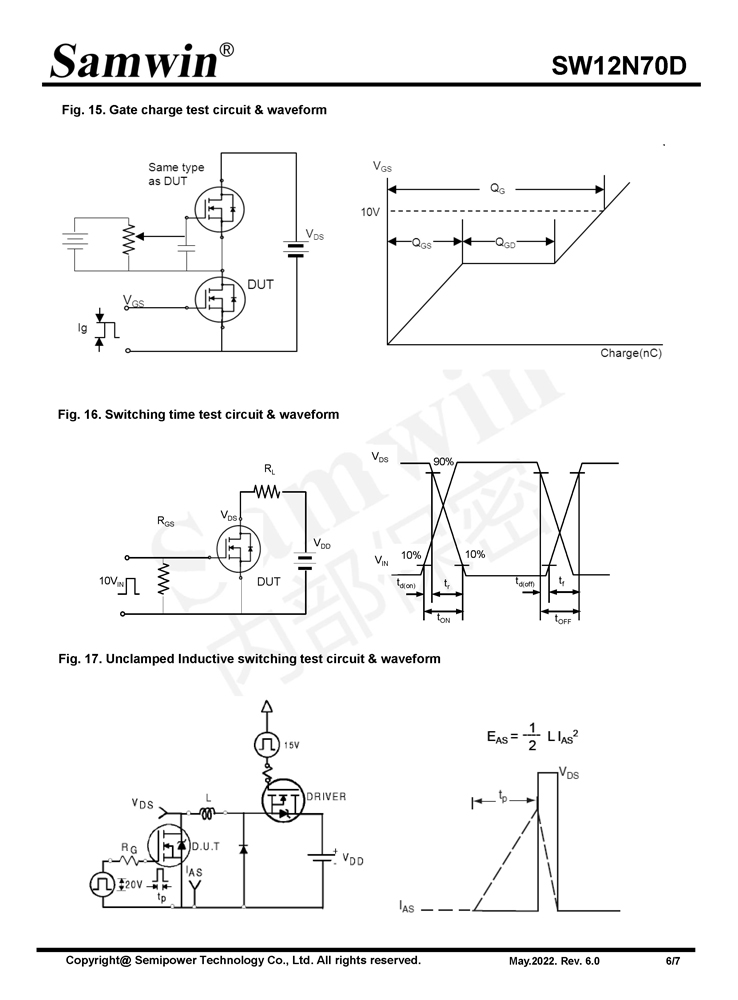 Samwin SW12N70D N-channel Enhanced mode TO-220F/TO-262/TO-220SF/TO-220FT MOSFET