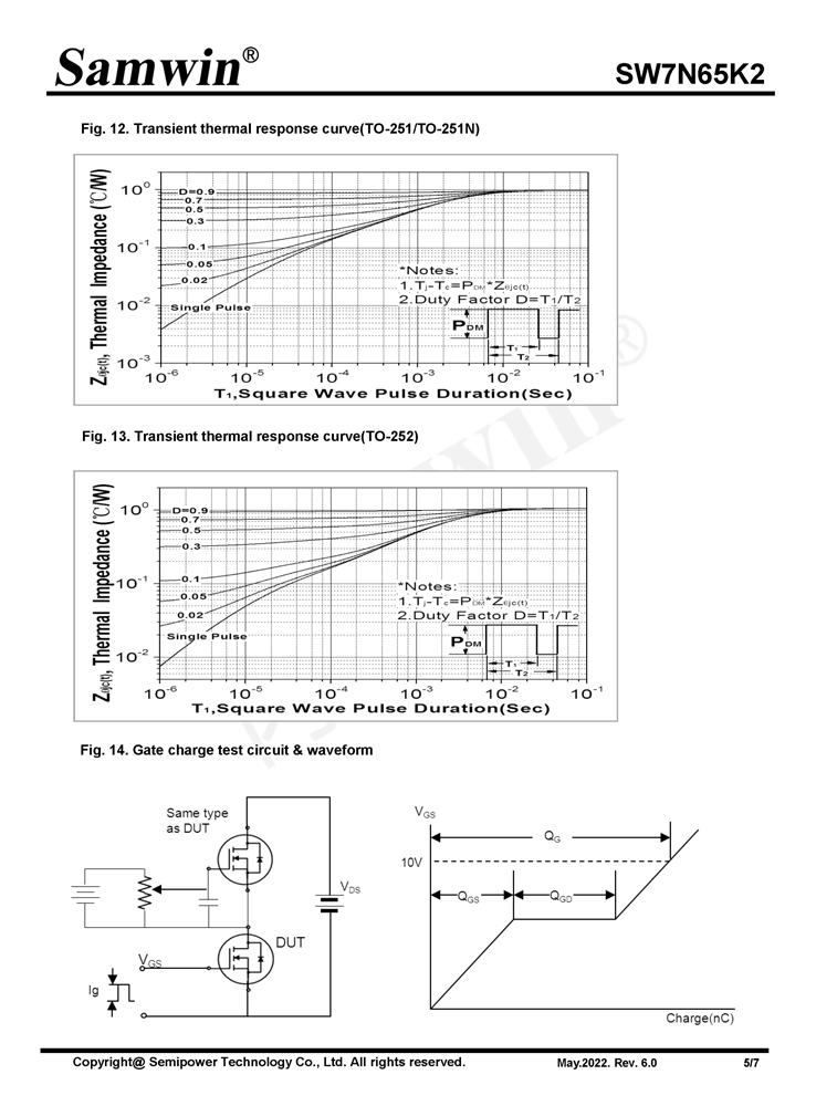 Samwin SW7N65K2 N-channel Enhanced mode TO-220F/TO-251/TO-251N/TO-252 MOSFET