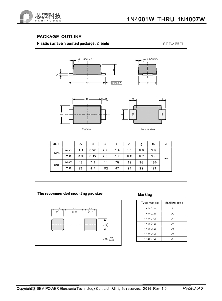 Samwin 1N4001W THRU 1N4007W