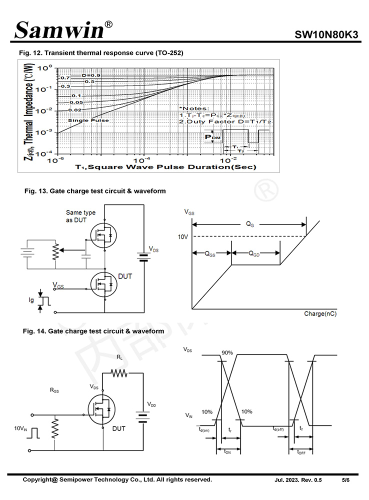 Samwin SW10N80K3 N-channel Enhanced mode TO-220F/TO-252 MOSFET