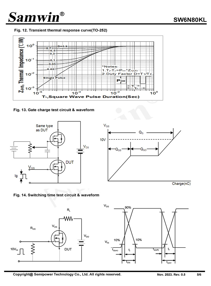 Samwin SW6N80KL N-channel Enhanced mode TO-220F/TO-252 MOSFET