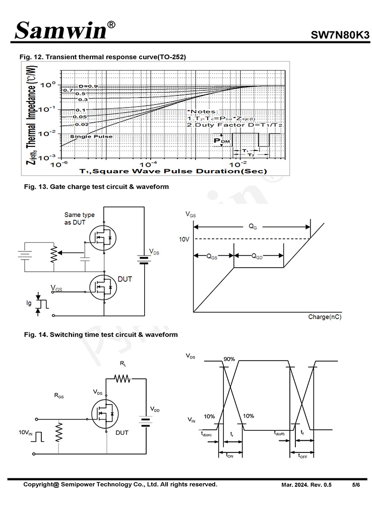 Samwin SW7N80K3 N-channel Enhanced mode TO-220F/TO-252 MOSFET