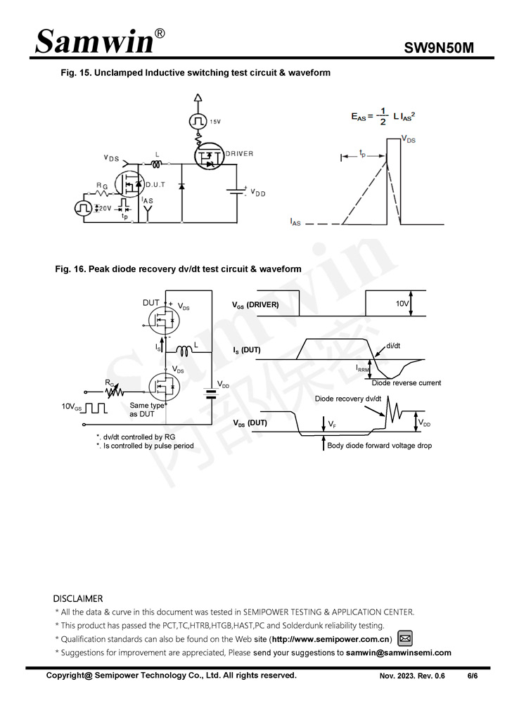 Samwin SW9N50M N-channel Enhanced mode TO-220F/TO-252 MOSFET