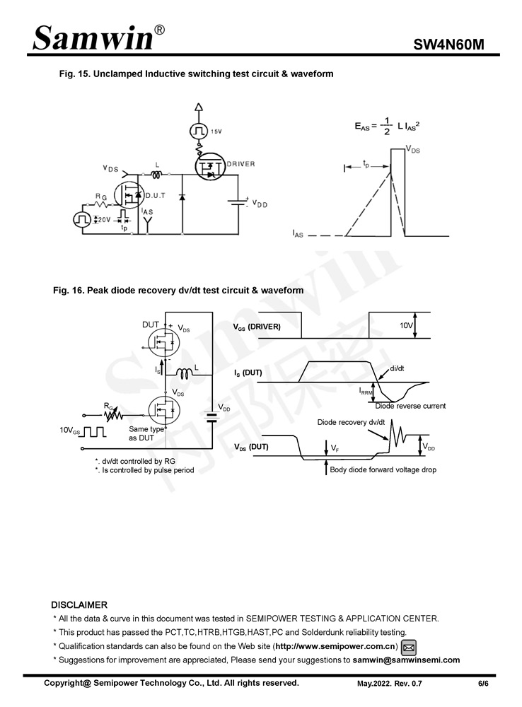 Samwin SW4N60M N-channel Enhanced mode TO-252/TO-220F MOSFET