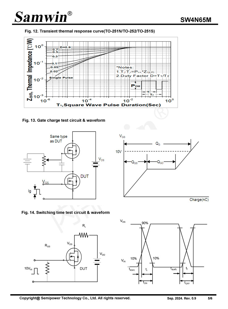 Samwin SW4N65M N-channel Enhanced mode TO-220F/TO-220FTN/TO-251N/TO-252/TO-251S MOSFET