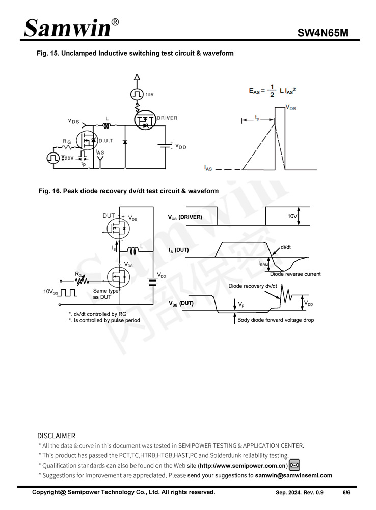 Samwin SW4N65M N-channel Enhanced mode TO-220F/TO-220FTN/TO-251N/TO-252/TO-251S MOSFET