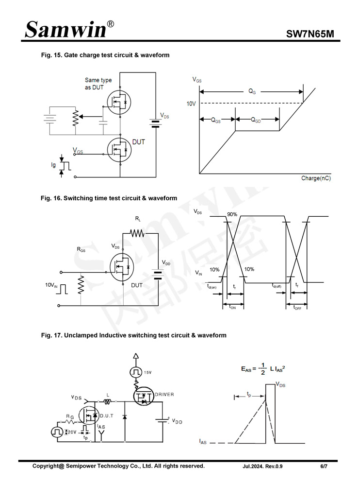 Samwin SW7N65M N-channel Enhanced mode TO-251N/TO-252/TO-220F/DFN5*6 MOSFET