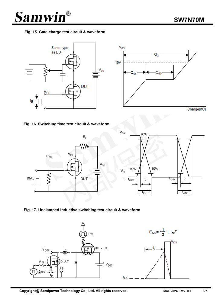 Samwin SW7N70M N-channel Enhanced mode TO-262N/TO-252/TO-220F MOSFET