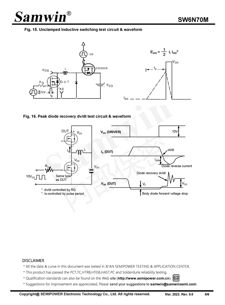 Samwin SW6N70M N-channel Enhanced mode TO-251N/TO-252/TO-220F MOSFET