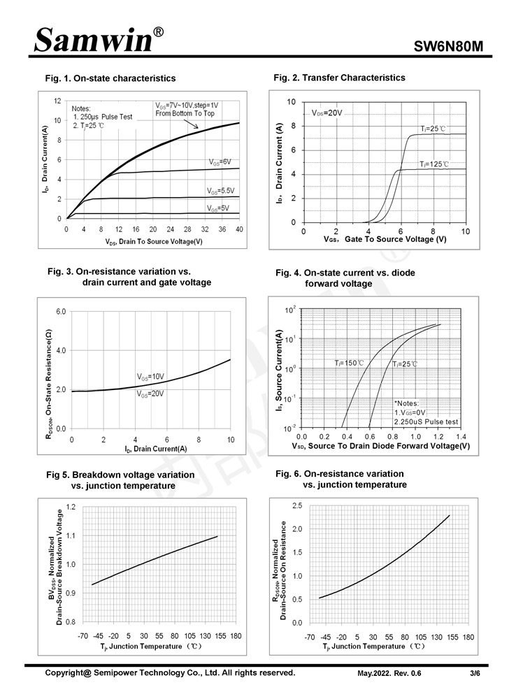 Samwin SW6N80M N-channel Enhanced mode TO-262N/TO-252 MOSFET