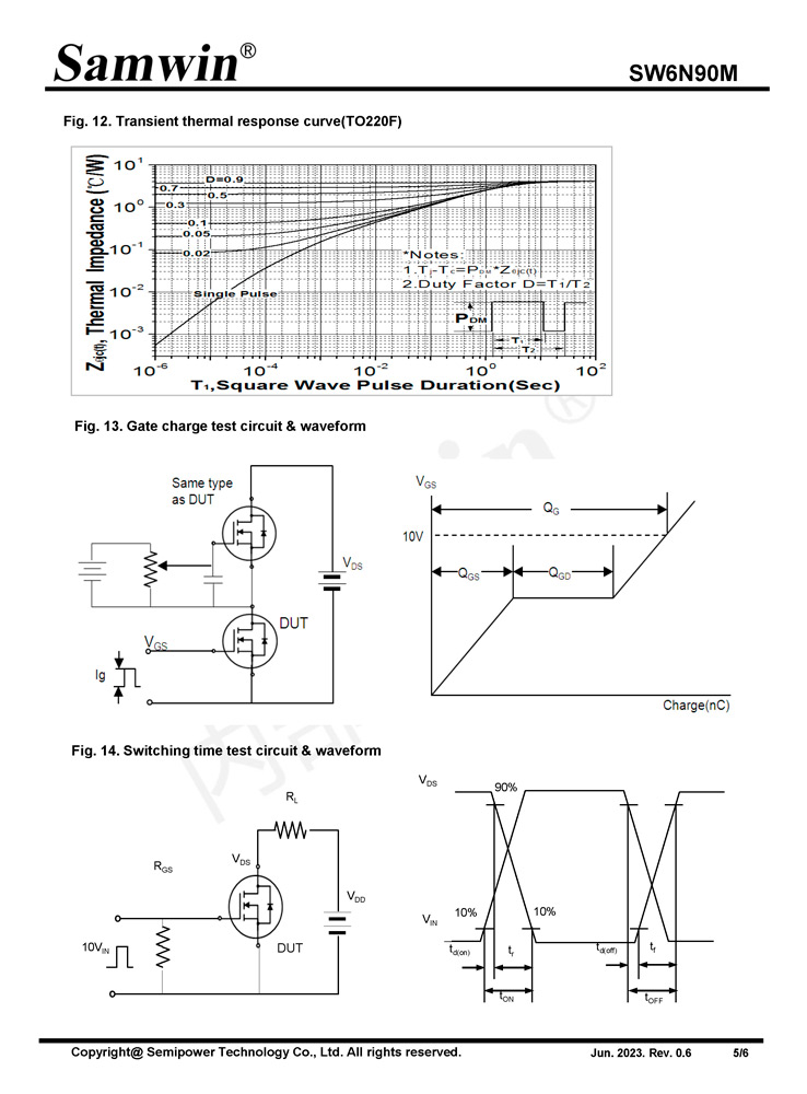 Samwin SW6N90M N-channel Enhanced mode TO-262N/TO-220F MOSFET